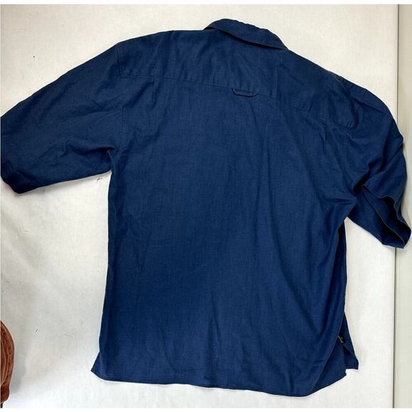 Cobalt Blue Sean John Linen Cotton Blend Button Down Shirt - Men's XL - Picture 5 of 11